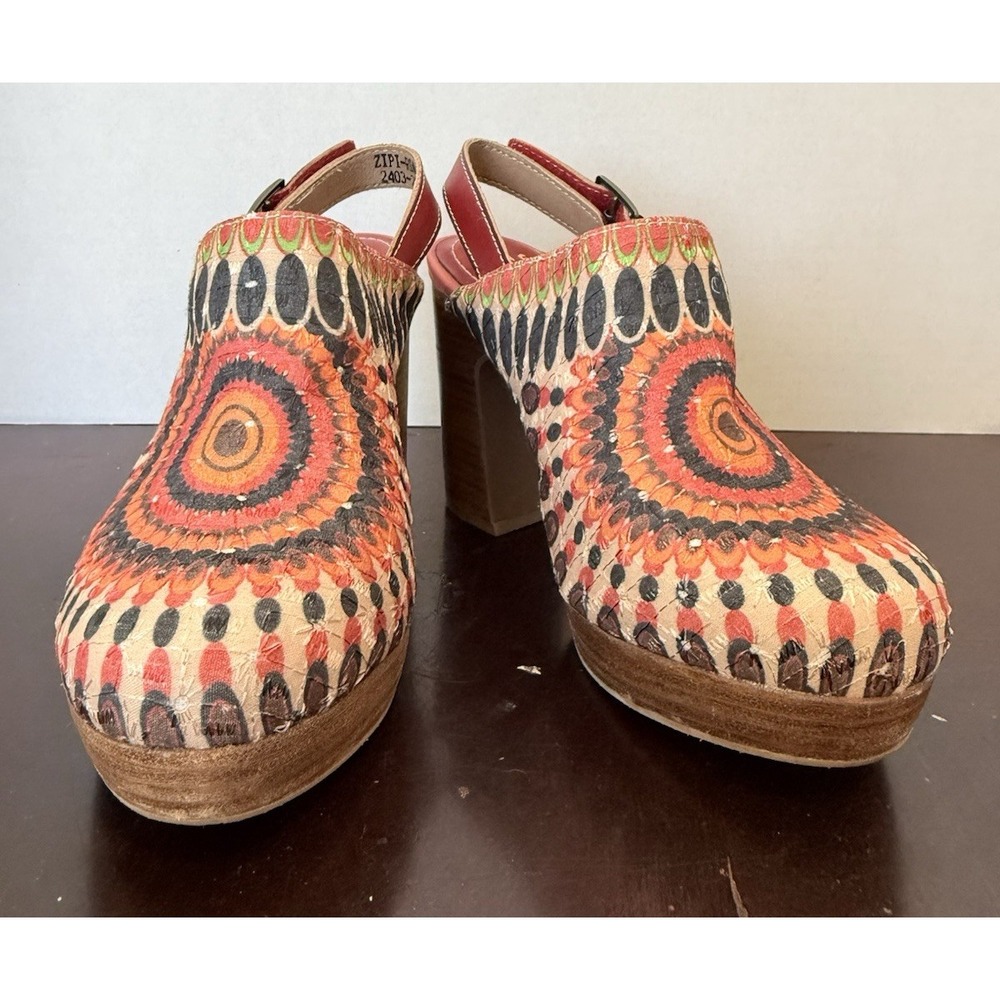L'Artiste Zipi 3 3/4" Heel Clog ShoesWomen's 7.5-8 (38) Multicolor Padded Insole